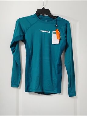 YOUNGLA Teal Long Sleeve Performance Shirt